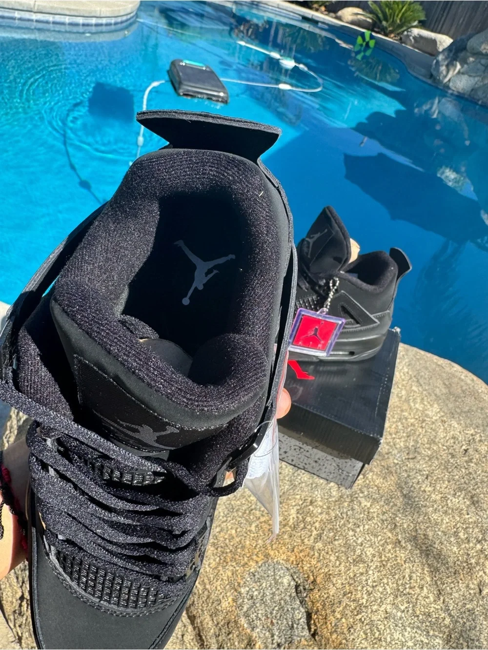 Jordan Men's Black Retro Sneakers with Subtle Red Accent